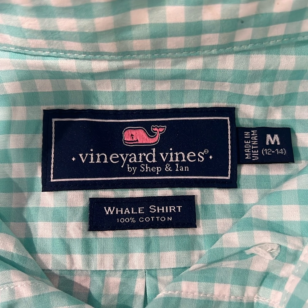 Vineyard Vines green gingham Oxford